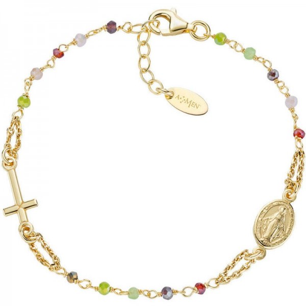 Amen Silver Rosary Bracelet with crystals for ladies BRO10GARVE3 Image of the Amen Silver Rosary Bracelet with crystals for ladies BRO10GARVE3