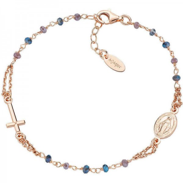 Amen Silver Rosary Bracelet with crystals for ladies BRO10RBLTO3 Image of the Amen Silver Rosary Bracelet with crystals for ladies BRO10RBLTO3