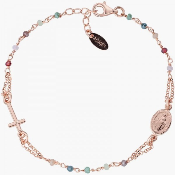 Amen Silver Rosary Bracelet with crystals for ladies BRO25RMU3 Image of the Amen Silver Rosary Bracelet with crystals for ladies BRO25RMU3