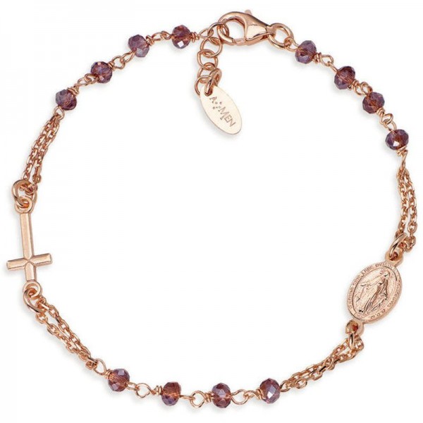 Amen Silver Rosary Bracelet with crystals for ladies BRORVI3 Image of the Amen Silver Rosary Bracelet with crystals for ladies BRORVI3