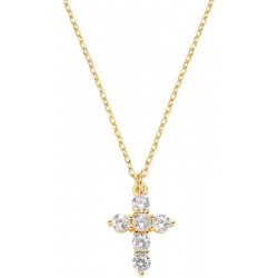 Amen Silver Cross Necklace with zircons for women CLCRPAGBZ