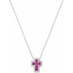 Image of the Amen Silver Cross Necklace with zircons for ladies CLCRREBBRZ3