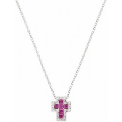 Amen Silver Cross Necklace with zircons for women CLCRREBBRZ3