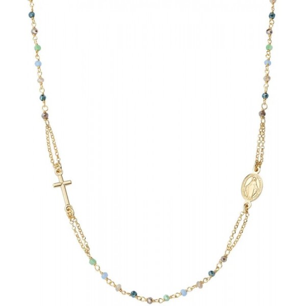 Image of the Amen Silver Rosary Necklace with crystals for ladies CRO25GMUV3