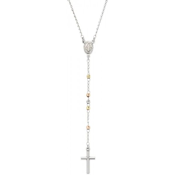 Image of the Amen Silver Rosary Necklace for women CRO30BBRGD