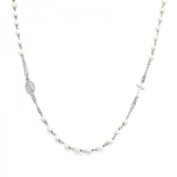 Amen Silver Rosary Necklace with pearls for ladies CROBB3 Buy Amen Silver Rosary Necklace with pearls for ladies CROBB3