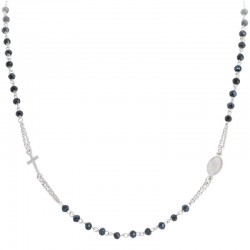 Amen Silver Rosary Necklace with crystals CROBG3