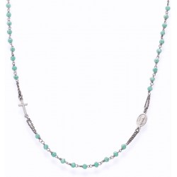 Amen Silver Rosary Necklace with crystals CROBT3