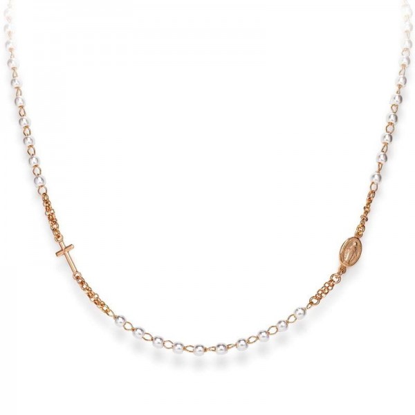 Amen Silver Rosary Necklace with pearls for ladies CRORB3 Buy Amen Silver Rosary Necklace with pearls for ladies CRORB3