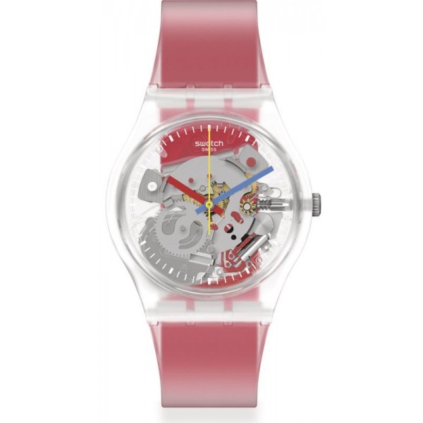 Comprare Orologio Swatch Unisex Gent Clearly Red Striped GE292